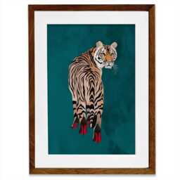 Turquoise Tiger Wearing Heels Framed Art Print - thumbnail 4