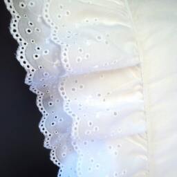 Double Ruffle Eyelet Lace Pillowcases - 2 Standard White Cotton Blend Embellished New - thumbnail 3