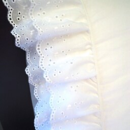 Double Ruffle Eyelet Lace Pillowcases - 2 Standard White Cotton Blend Embellished New - thumbnail 2