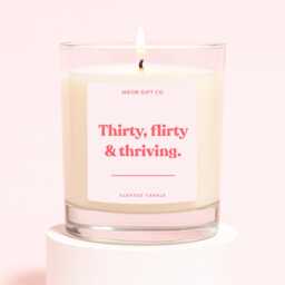 Funny 30Th Birthday Gift For Best Friend - Thirty Flirty & Thriving Candle Milestone Gifts Label - thumbnail 1