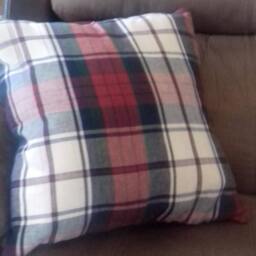 Madras Plaid Christmas Pillow Repurposed Cloth Napkin Throw Pillow - thumbnail 3
