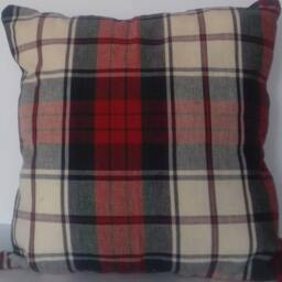 Madras Plaid Christmas Pillow Repurposed Cloth Napkin Throw Pillow - thumbnail 2