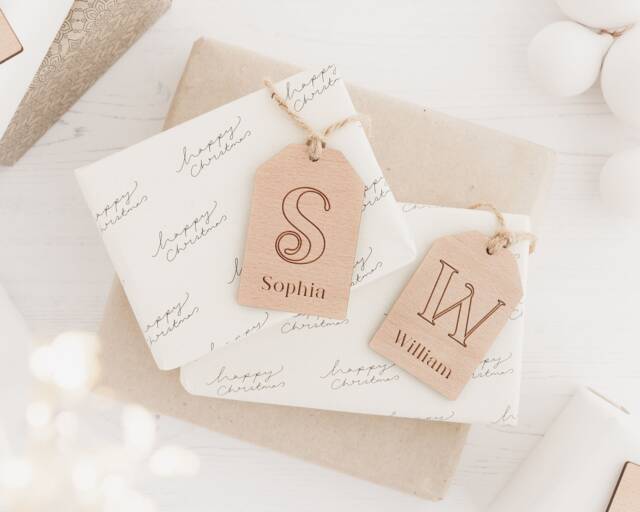 Personalised Christmas Gift Tag - Wooden Santa Eve Box Present Tags Father - image 1