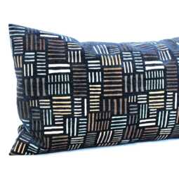 Navy Blue Throw Pillow Cover 12x24 Geometric Velvet-Like Upholstery Fabric Pillowcase - thumbnail 1