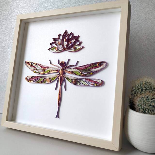 Dragonfly Quilling Art Metallic Copper Paper Wall Decor - image 1