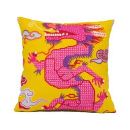 Schumacher - Magical Ming Dragon Yellow Fantastical Tibetan Inspired Designer Cushion Cover Handmade Throw Pillow Luxury Home D??cor - thumbnail 2