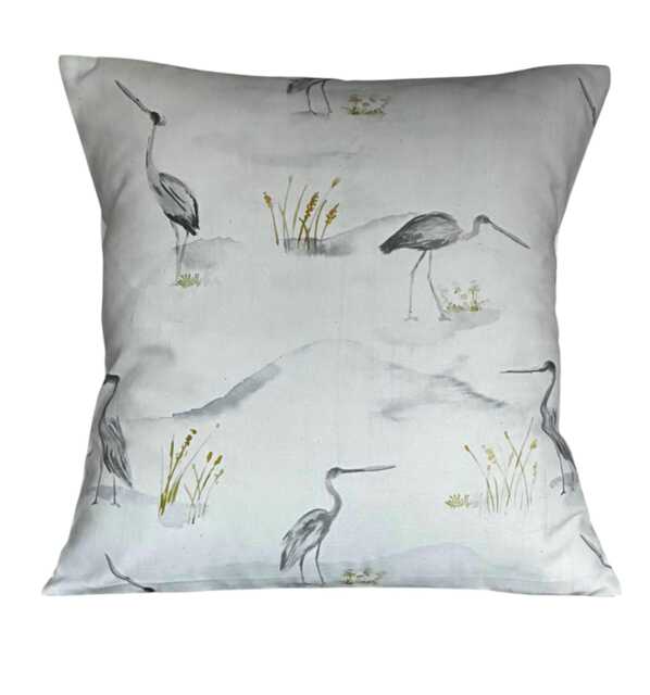 1 X Nature Print Wading Birds Sea Birds Ivory Cream Grey Cushion Cover - image 1