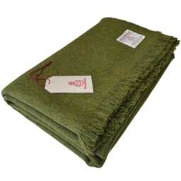 Harris Tweed Olive - Luxury Large Pure Wool Throw Blanket 150x200cm/59x79 - thumbnail 4