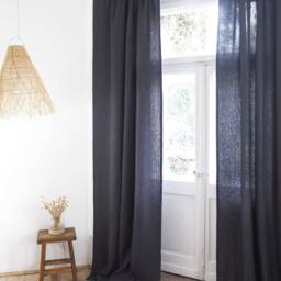 Charcoal Heavy Linen Curtain Panel With Rod Pocket - thumbnail 3