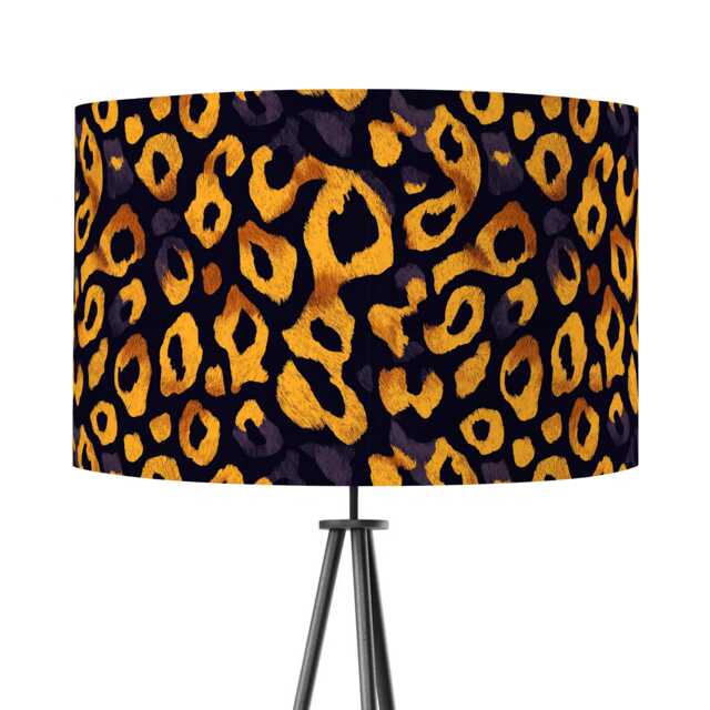 Black & Gold Leopard Print Velvet Lampshade Drum Lamp Shade 25cm 30cm 35cm 40cm 45cm Ceiling , Table Luxury Living, Animal - image 1