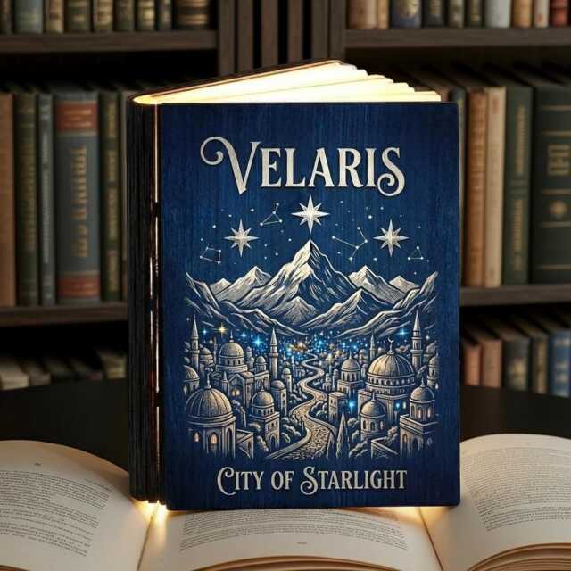 Velaris City Of Starlight Book Lamp, Acotar Wood Folding Fantasy Room Decor, Lovers Gift - image 1