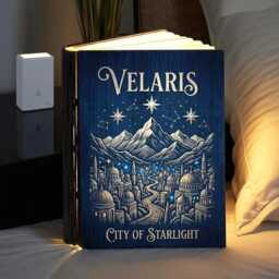 Velaris City Of Starlight Book Lamp, Acotar Wood Folding Fantasy Room Decor, Lovers Gift - thumbnail 3