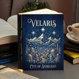 Velaris City Of Starlight Book Lamp, Acotar Wood Folding Fantasy Room Decor, Lovers Gift - thumbnail 2