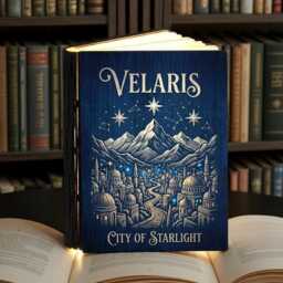 Velaris City Of Starlight Book Lamp, Acotar Wood Folding Fantasy Room Decor, Lovers Gift - thumbnail 1