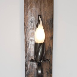 Rustic Wall Lamp - Wood & Wrought Iron Sconce Barrel Wall Light - thumbnail 4