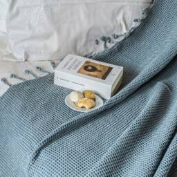 67''83'' Gray Stonewashed Waffle High Quality Turkish Cotton Throw Blanket, Bed Spread, Couch Cozy Sofa Cover - thumbnail 2