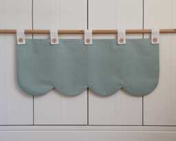 Double-Sided Pelmet With Suspenders & Buttons - Cotton, Various Colors Made To Measure, Height Width Choose From Rustic Style - thumbnail 1