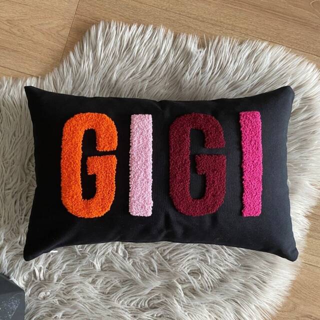Personalized Punch Needle Linen Pillow, Custom Name, Nursery Decor - 12x20 - image 1