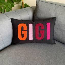 Personalized Punch Needle Linen Pillow, Custom Name, Nursery Decor - 12x20 - thumbnail 2