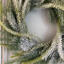 Artificial Christmas Wreath Frosted Fir Snow Dusted Pine For Front Door Decor Rustic Holiday For Indoor & Outdoor - thumbnail 2