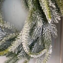 Artificial Christmas Wreath Frosted Fir Snow Dusted Pine For Front Door Decor Rustic Holiday For Indoor & Outdoor - thumbnail 3