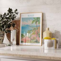 Hawaii Kauai Travel Poster, Maui Poster Print, Wall Art, Islands, Coastal - thumbnail 3