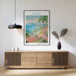 Hawaii Kauai Travel Poster, Maui Poster Print, Wall Art, Islands, Coastal - thumbnail 2