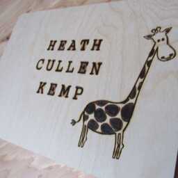Giraffe Wood Burned First Name Baby Keepsake Box With Animal Graphic Large Box 11.5 X 9 3.5 - thumbnail 2