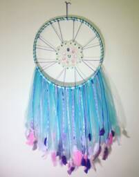 Giant Hula Hoop Dreamcatcher, Doily & Lace Baby Shower Gift, Nursery, Little Girl's Room, Dorm Room Decor, Wall Art - thumbnail 1