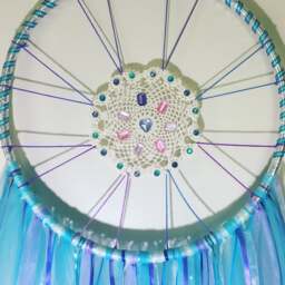 Giant Hula Hoop Dreamcatcher, Doily & Lace Baby Shower Gift, Nursery, Little Girl's Room, Dorm Room Decor, Wall Art - thumbnail 3