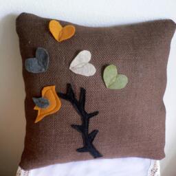 Hand Made Couch Pillow-Gift For Girl-Art Decoration For Home - Throw Pillow Unique Design Singing Bird Decorative - thumbnail 2