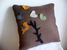 Hand Made Couch Pillow-Gift For Girl-Art Decoration For Home - Throw Pillow Unique Design Singing Bird Decorative - thumbnail 1