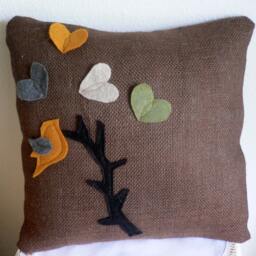 Hand Made Couch Pillow-Gift For Girl-Art Decoration For Home - Throw Pillow Unique Design Singing Bird Decorative - thumbnail 3