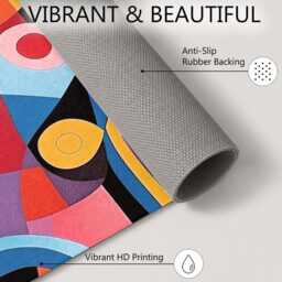 Vibrant Abstract Curved Geometric Artwork Rug Non-Slip Soft Area Carpet Bedroom Living Room Hallway Mat Decor - Made in UK - thumbnail 4