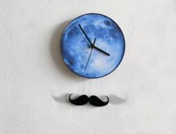 Moustache Swinging On The Moon - Wall Clock With Pendulum Clock Unique Decor Gift Idea