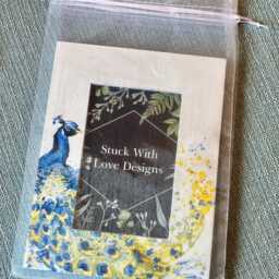 Peacock Decoupaged Photo Frame, Wildlife Picture Yellow & Blue Shabby Chic Bird Home Decor - thumbnail 4