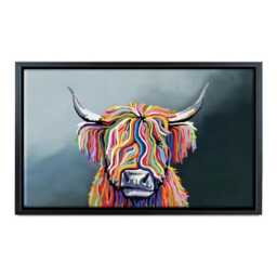 Rainbow Highland Cow Canvas Print, Colourful Scottish Coo Wall Art - thumbnail 4