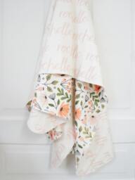Personalized Organic Cotton Baby Blanket - Ditsy Floral, Reversible Name