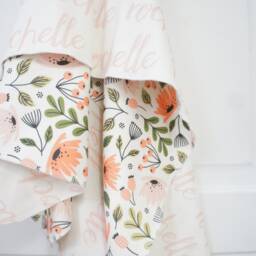 Personalized Organic Cotton Baby Blanket - Ditsy Floral, Reversible Name - thumbnail 2