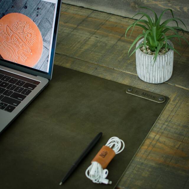 Personalized Desk Mat, Leather Desk Pad, Gift For Man, Best Husband Gift, Dad 3rd Anniversary Men, Computer Mat - image 1
