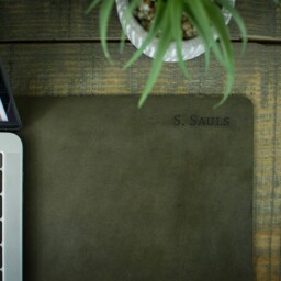 Personalized Desk Mat, Leather Desk Pad, Gift For Man, Best Husband Gift, Dad 3rd Anniversary Men, Computer Mat - thumbnail 3