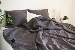 Dark Grey Linen Duvet Cover With Ties, Handmade Of Softened Oeko-Tex Certificated 100% - European Flax Fabric, Vintage Look - thumbnail 1