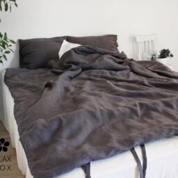 Dark Grey Linen Duvet Cover With Ties, Handmade Of Softened Oeko-Tex Certificated 100% - European Flax Fabric, Vintage Look - thumbnail 2