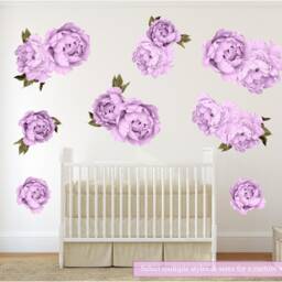 Purple Peony #15 Removable Fabric Wall Decal Individual Blooming Peonies Baby Girl Room Nursery Decor - Customize Your Own Sticker Set - thumbnail 3