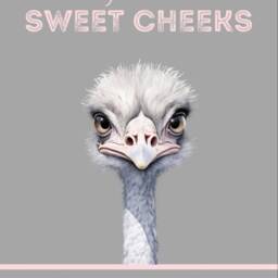 Funny Ostrich Bathroom Print Hello Sweet Cheeks Wall Art - thumbnail 3