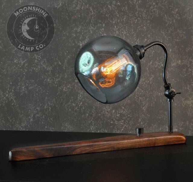 The Cambria Blown Glass & Polished Wood Desk Lamp - image 1