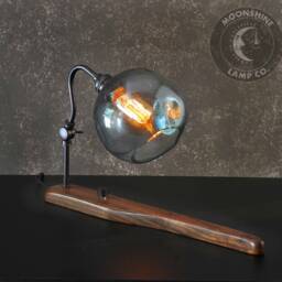The Cambria Blown Glass & Polished Wood Desk Lamp - thumbnail 2