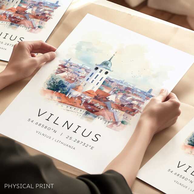 Lithuania Vilnius Travel Print, City Poster, Cathedral, Posters, Gifts, Wall Art, Art - image 1