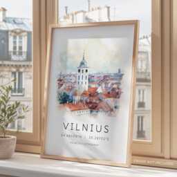 Lithuania Vilnius Travel Print, City Poster, Cathedral, Posters, Gifts, Wall Art, Art - thumbnail 3
