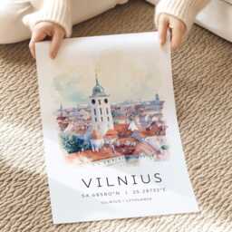Lithuania Vilnius Travel Print, City Poster, Cathedral, Posters, Gifts, Wall Art, Art - thumbnail 2